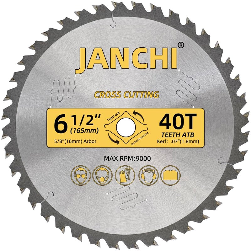 Jianchi 3Pack Combo 6-1/2 Inch 24T&40T&60T Woodworking Saw Blades with 5/8" Arbor, 0.06" Thin Kerf Alternating Top Bevel Tungsten Carbide Teeth Circular Saw Table Saw Blade, Ideal for Various Woods Cutting - Image 3